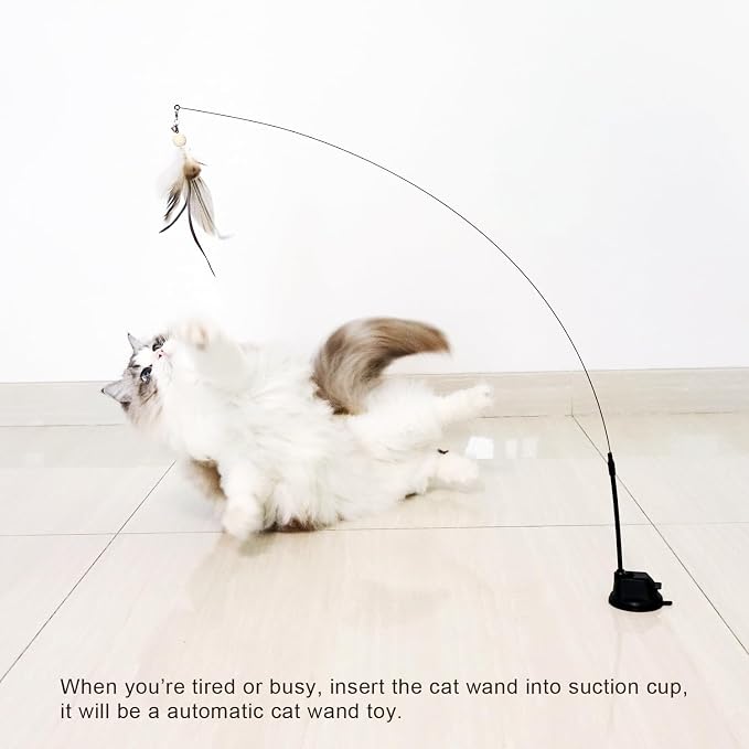 TTcat Cat Wand Toys with Suction Cup, Interactive Bird Simulation Cat Toy Set - Image 6