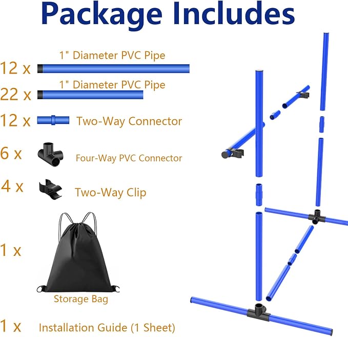6 Weave Poles & 2 Hurdle Dog Agility Set, Indoor & Outdoor Training Equipment - Image 5