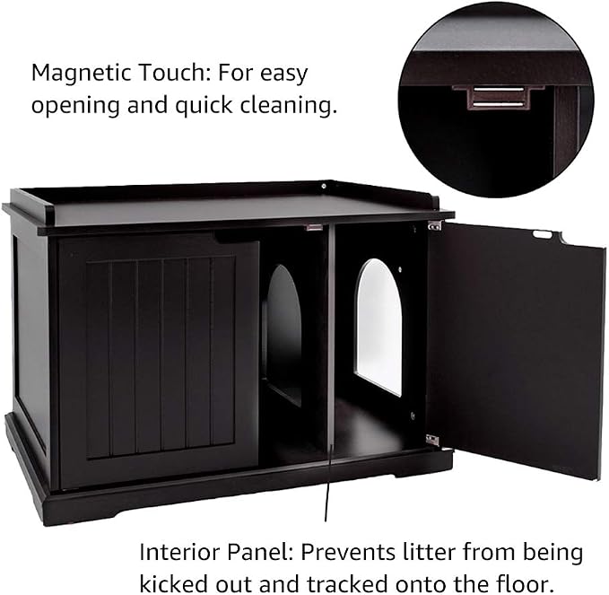 unipaws Cat Litter Box Enclosure Furniture, Cat Washroom, Hidden Litter Box - Image 3
