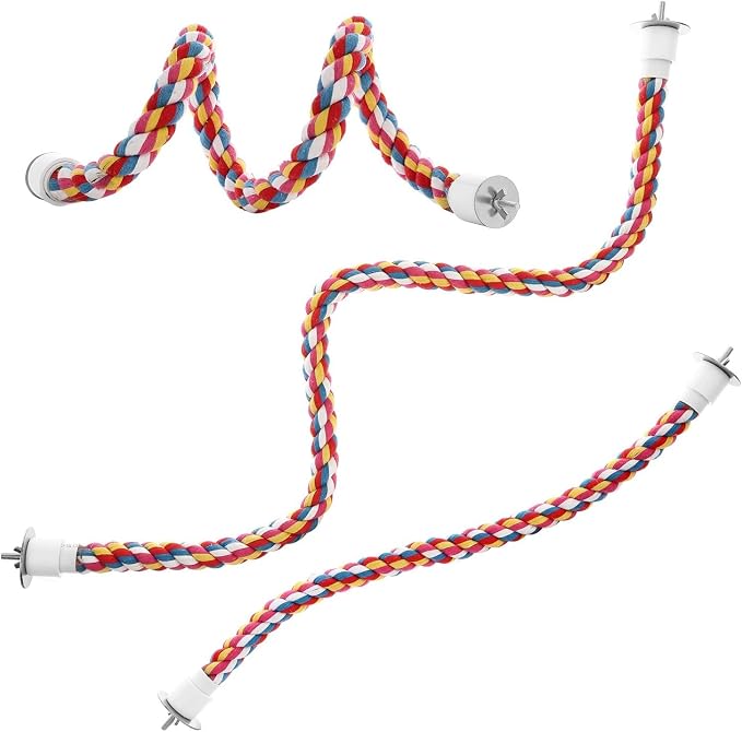 Bird Rope Perches, Parrot Toys 21 inches Rope Bungee Bird Toy - Image 5