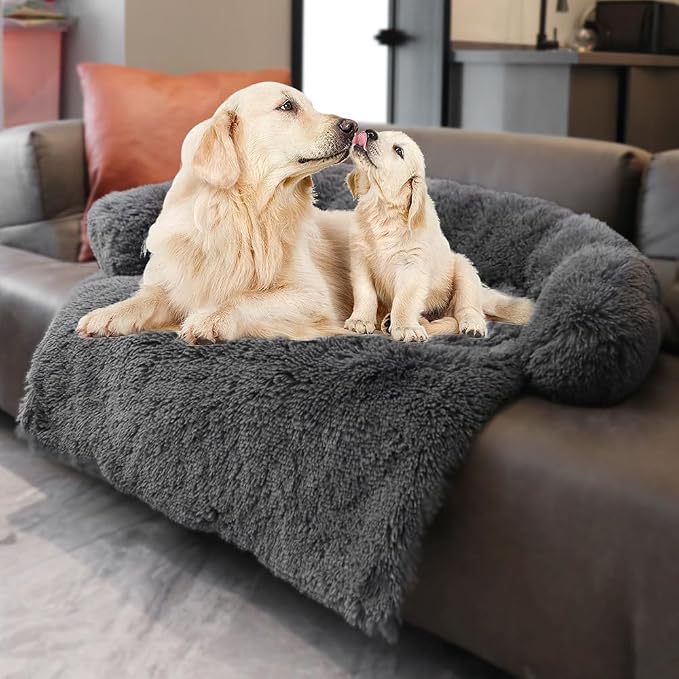 Calming Dogs/Cats Bed Mats, Dog Pad Washable Removable Couch Cover, Plush Long by Tinaco