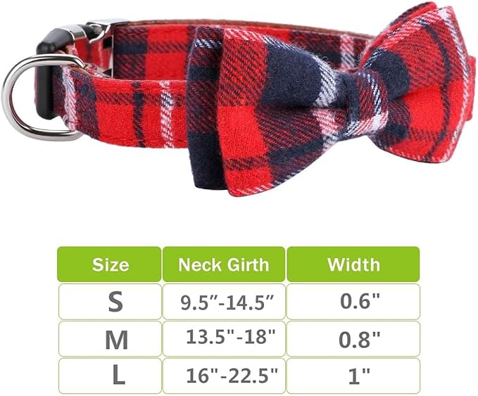 Faleela Soft &Comfy Bowtie Christmas Dog Collar, Detachable and Adjustable Bow - Image 5