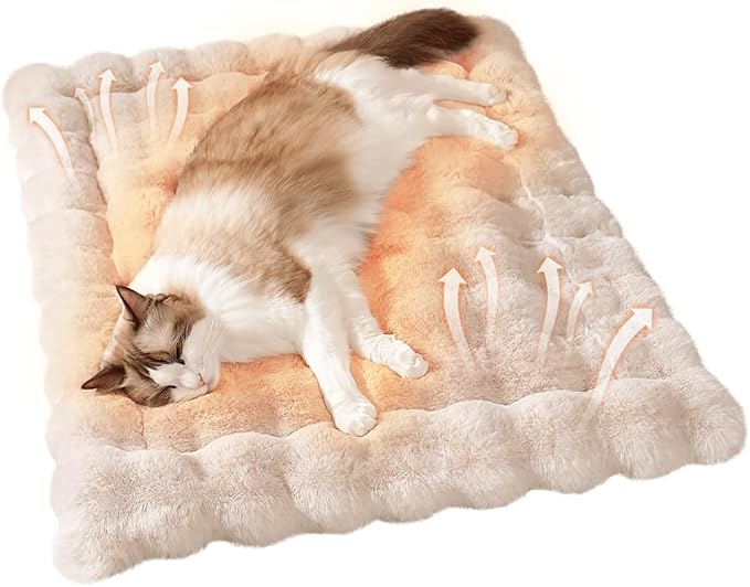 Self-Warming Cat Bed, Plush Faux Fur Pet Bed Mat by COZYHOMECHICSTYLE