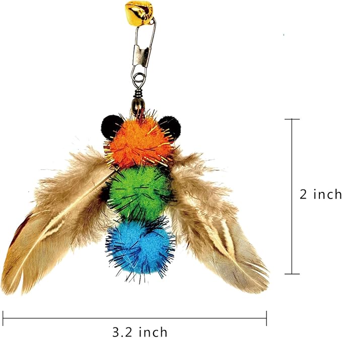 6 PCS Insect Bees, Feather Cat Toys, Kitty Wand Toy Refill, Cat Toy Wand - Image 4