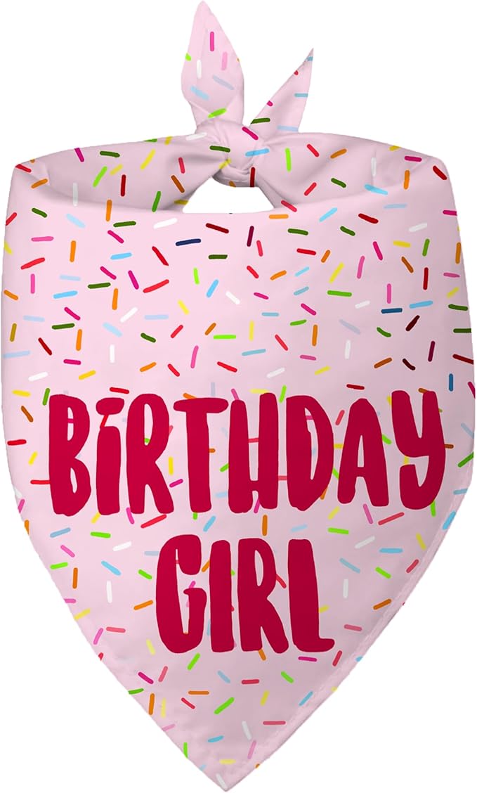 Birthday Girl Dog Bandanas 1 Pack, HBD Pet Scarves by Yaofavo
