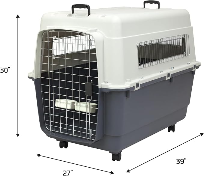 SportPet Designs Plastic Kennels Rolling Plastic Wire Door Travel Dog Crate - Image 3