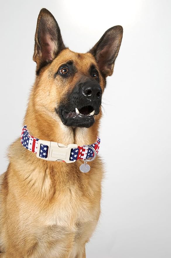 DOGWONG Cotton Dog Collar, Patriotic Dog Collar Durable Soft Natural Fabric Pet - Image 5