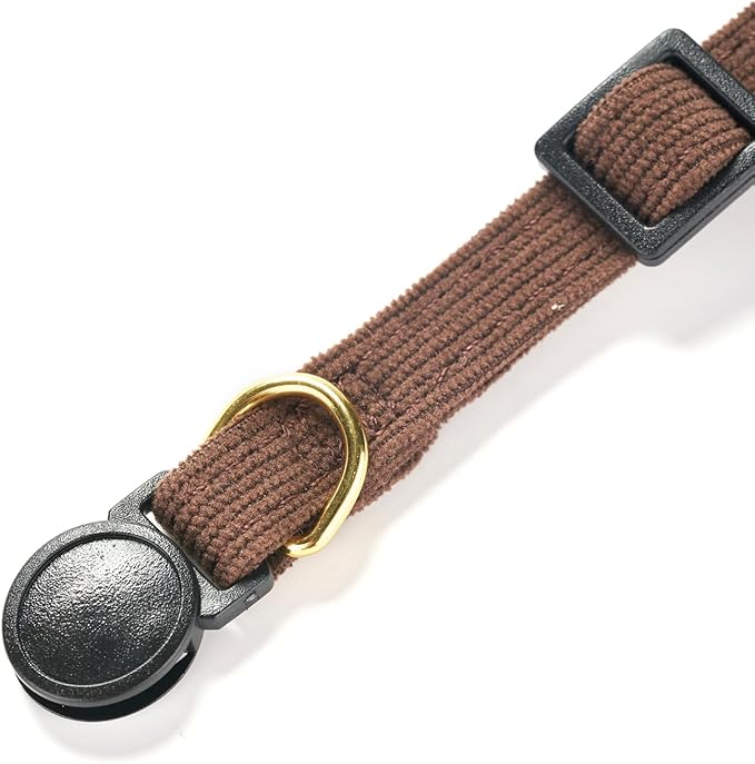 Soft Corduroy Cat Collar with Bell and Bowtie, Safety Breakaway Clasp, - Image 5