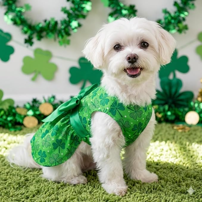 St. Patrick's Day Dog Dress, Soft Breathable Pet Clothes - Image 4