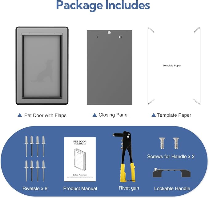 Dog Door for Exterior Door, Antirust & Heavy Duty Doggie Door, Aluminum Doggy - Image 6