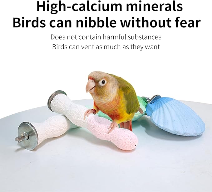 Bird Perches for Cage, Abrasive Surface High Calcium Mineral Parrot Perch Stand - Image 6