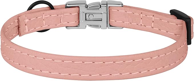 Leather Cat Collar with Buckle and Removable Bell - Image 9