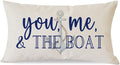 PANDICORN Lake Throw Pillow Cover 12x20 Inch Blue Words You Me and The Boat by PANDICORN