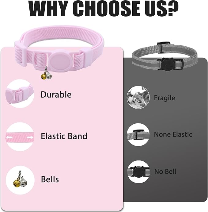 Breakaway Cat Collar with Bell, Safety Buckle Kitten Collar, Elastic Strech - Image 6