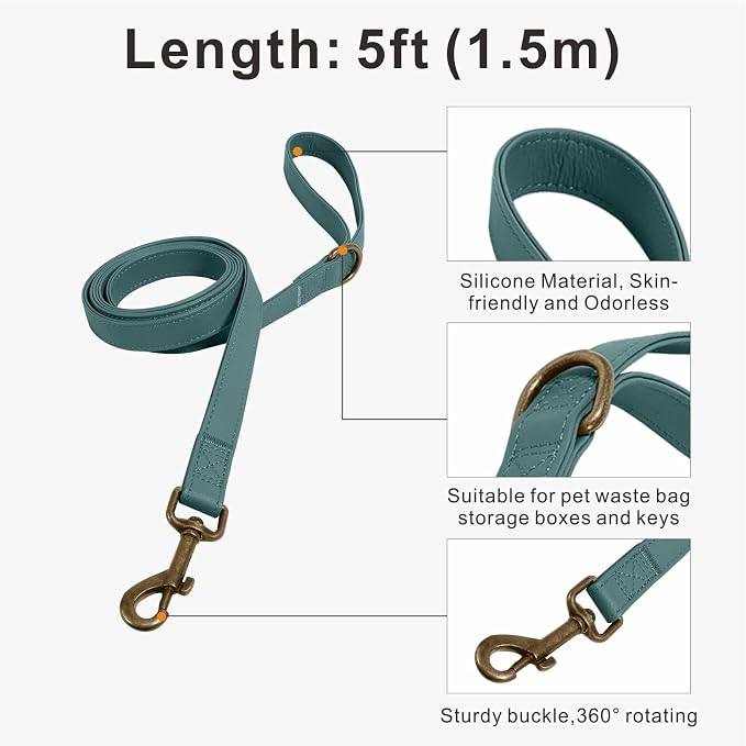 Dog Collar and Leash Set, Leather Silicone Waterproof Odor-Proof Dog Collar and - Image 4