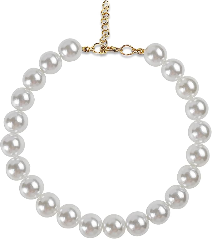Chunky Pearl Dog Collar for Small Dogs Cats, Adjustable Beaded Dog Collar - Image 7