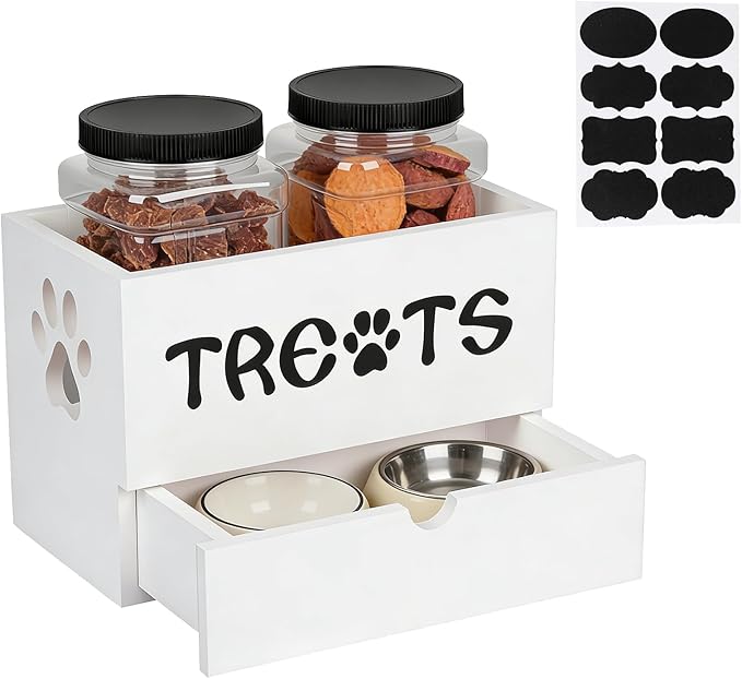 Dog Treat Jar for Countertop, 9.8 * 5.1 * 6'' 2 Layer Dog Treat Container by TOWEBOORY