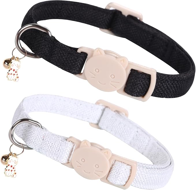 Elegant little tail 2 Pack Cat Collar- White Linnet Cat Collars Breakaway by Elegantlittletail