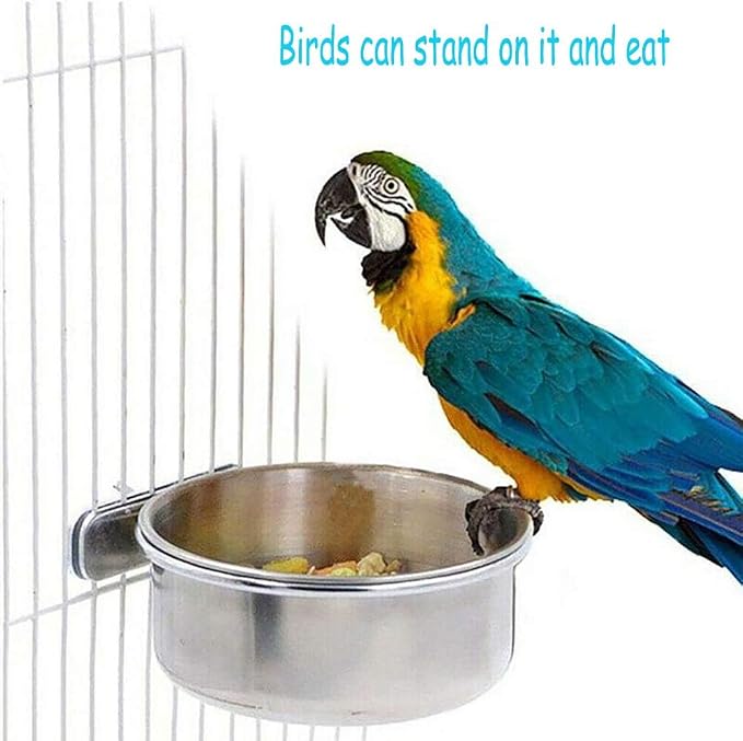 PINVNBY Parrot Feeding Cups Birds Food Dish Stainless Steel Parrot Feeders - Image 4