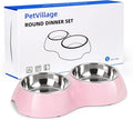 Stainless Steel Dog Bowls Set – Dual Non-Slip Pet Dishes by Petvillage