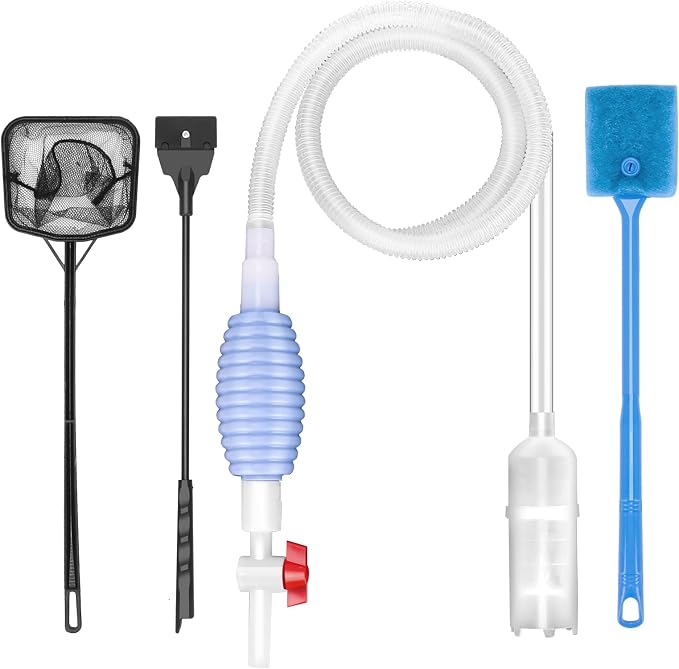 Fish Tank Cleaning Kit Set of 4 Pieces, Aquarium Siphon Algae Scraper Aquarium by Lanswood