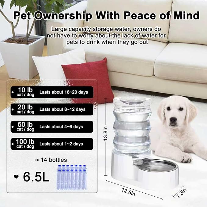RIZZARI Automatic Gravity Pet Dispenser: 6.5L Large Capacity -No Power Needed - Image 2