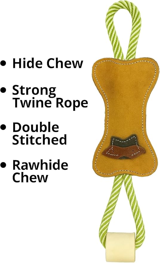 Natural Suede Leather and Rope Chew Toy - Image 3
