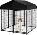 Dog Kennel Outdoor with Roof, Heavy Duty Dog Crate with UV-Resistant Waterproof by PawGiant