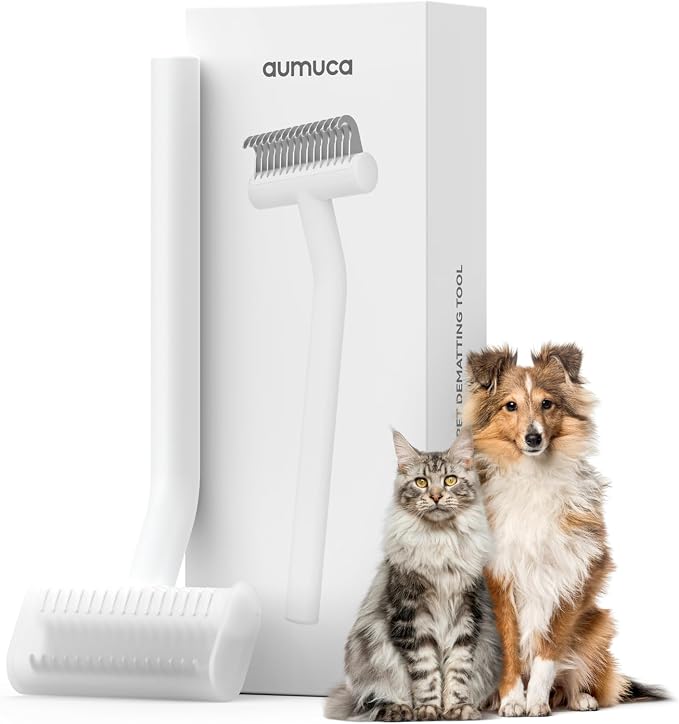 aumuca Undercoat Rake for Cats & Small/Medium Dogs – Deshedding Brush & by aumuca
