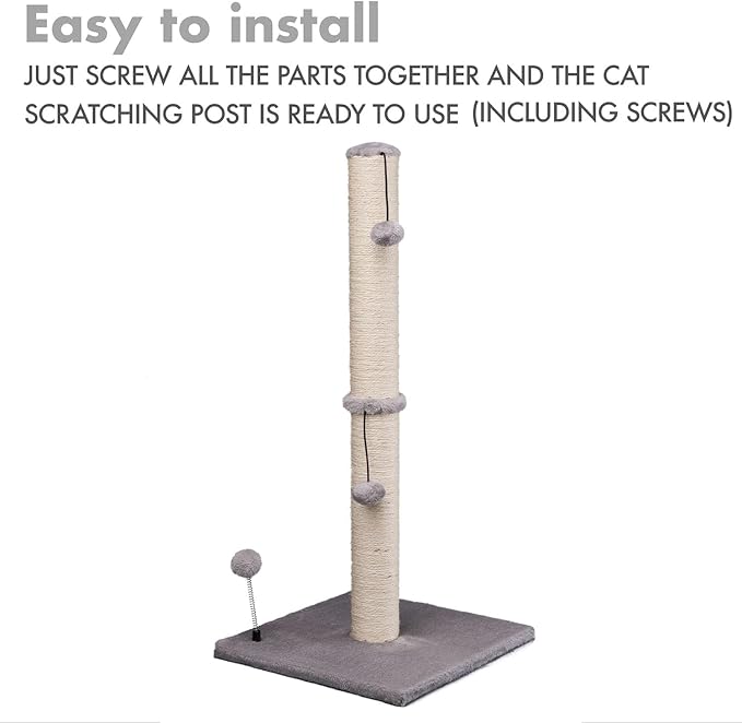 MECOOL 34“ Tall Cat Scratching Post Premium Basics Kitten Scratcher Sisal - Image 7