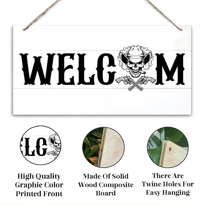 Welcome Sign for Front Door, Welcome Decor Wooden Hanging Sign for Wall Decor - Image 3