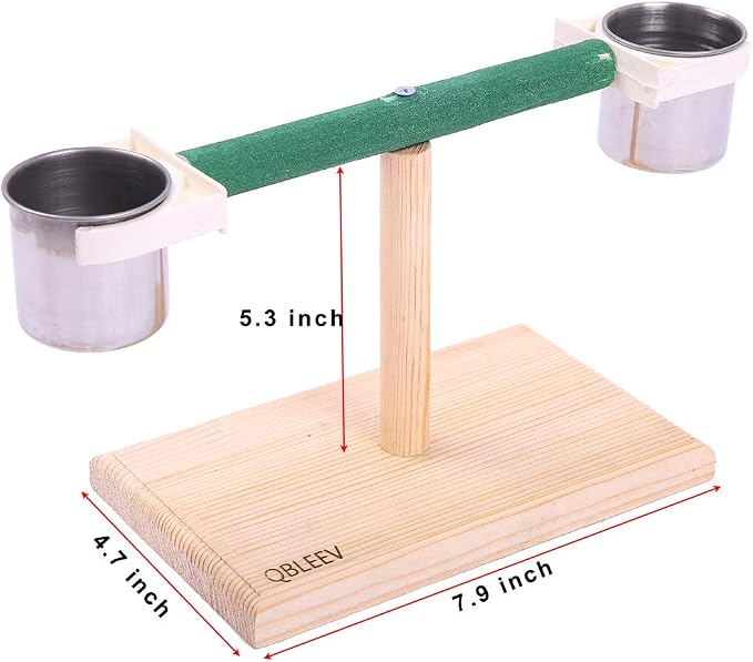 QBLEEV Bird Play Stands Tabletop T Parrot Perch, Wooden Bird Playstand Portable - Image 4