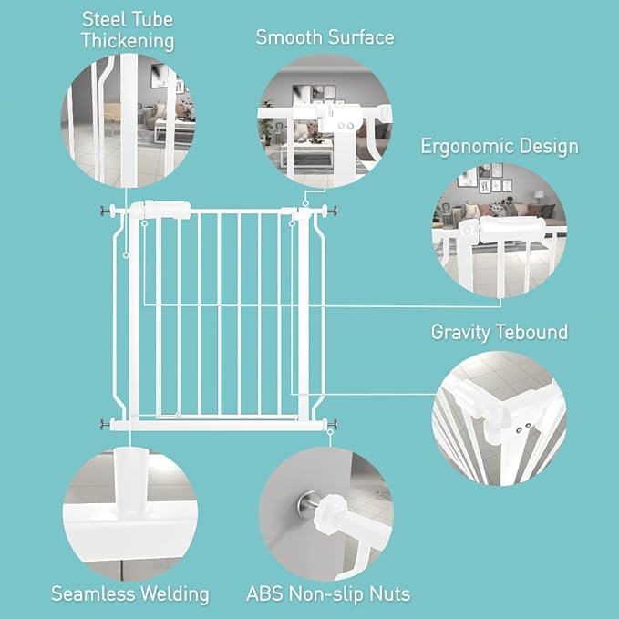 WAOWAO Baby Gate 57.48-62.17" Extra Wide Pressure Mounted Walk Through Swing - Image 2