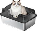 Stainless Steel Litter Box, XL Enclosed Cat Litter Boxes by Garvee