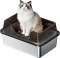 Stainless Steel Litter Box, XL Enclosed Cat Litter Boxes by Garvee