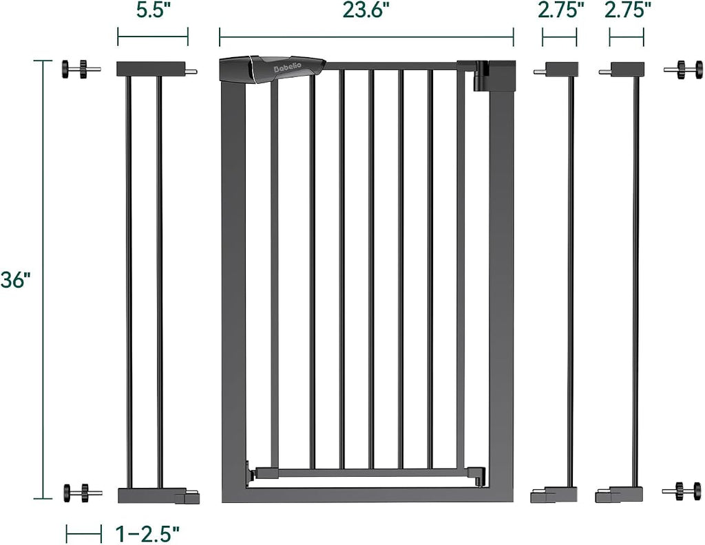 BABELIO 36" Tall Baby Gate, 26-40" Wide Auto Close Pet Gate, PressGuard C5 - Image 7