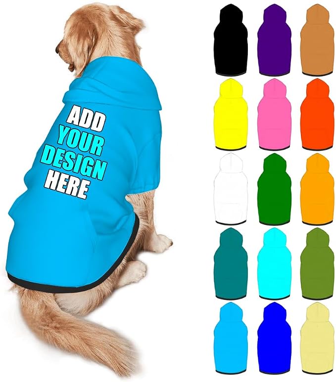 Custom Dog Hoodie Personalized Photo Text Logo Name Dog Clothes, Soft & Warm by Mynvzrk