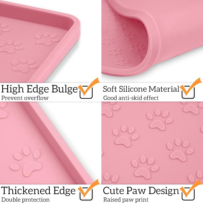 Ptlom Pet Placemat for Dog and Cat, Waterproof Non-Slip Silicone Feeding Bowl - Image 4