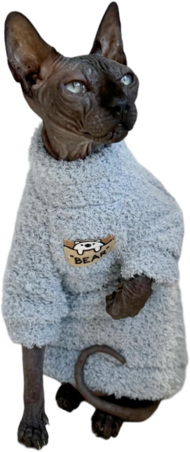 Sphynx Cat Clothes Hairless Cat Super Soft Warm Fleece T Shirt Elastic Winter - Image 3
