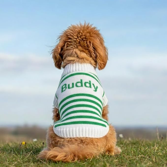 Custom Knit Sweater fr Dogs and Cats Personalized Knit Name Classic Striped - Image 2