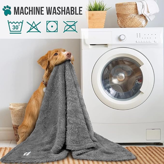 PetAmi Dog Blanket for Large Dogs Grey, Fluffy Soft Sherpa Fleece for Puppy - Image 6