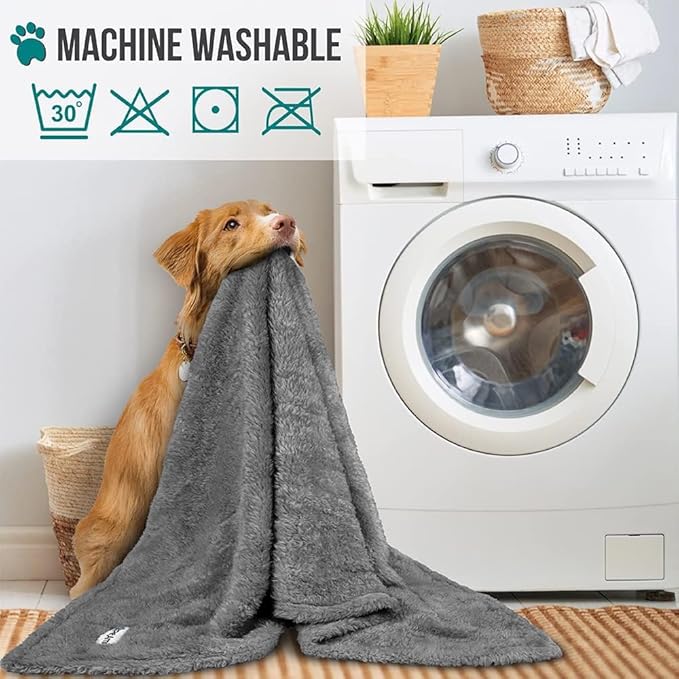 PetAmi Dog Blanket for Small Dogs Grey, Fluffy Soft Puppy Blanket, Sherpa - Image 6