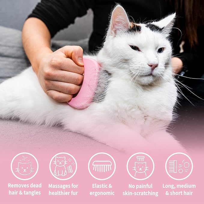 Leo's Paw The Original Pet Hair Removal Massaging Shell Comb Soft Deshedding - Image 2