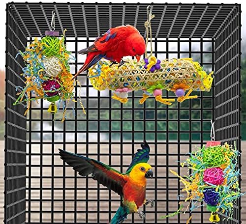 EBaokuup 3Pack Bird Chewing Toys Foraging Shredder Toy Parrot Cage Bird Loofah - Image 4