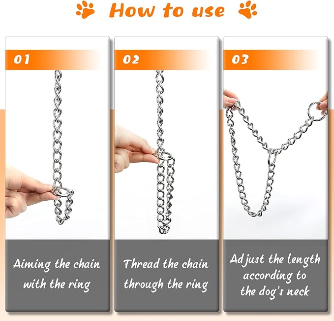 TagME Chain Choke Collar for Dogs, Adjustable Weather Proof Necklace for Medium - Image 5