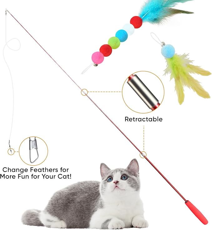 Cat Toys for Indoor Cats, 13 Packs Interactive Cat Wand Toy Set - Image 2