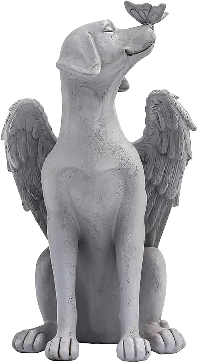 Angel Figurine Memorial Pet Puppy Dog Butterfly Stone Statue by Holiberty