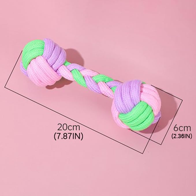 Candy Colored Rope Woven Toy, Durable Dumbbell Design Pet Teeth Grinding Mouth - Image 2