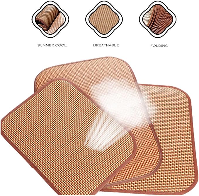 2 Pack Cat Cooling Mat Self Cool Pad Seats Summer Bamboo Rattan Woven Sleeping - Image 3