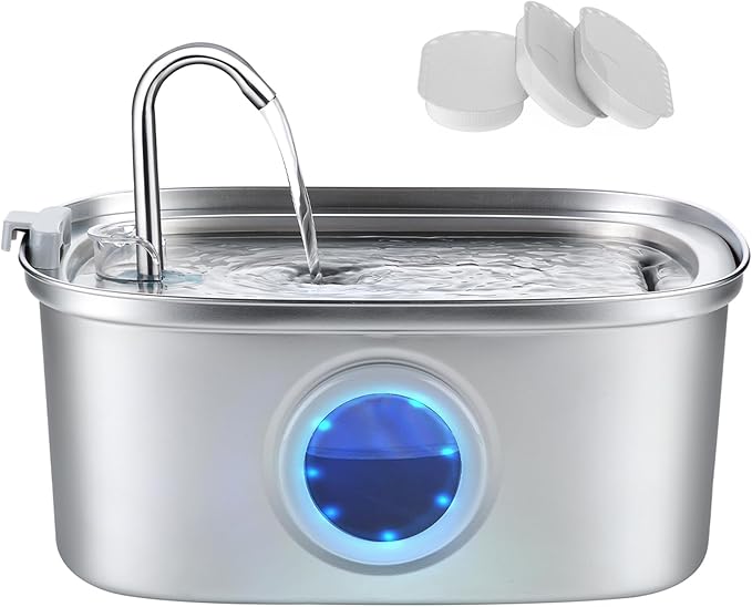 Cat Water Fountain Stainless Steel, 0.8gal/108oz Pet Water Fountain by Vekonn